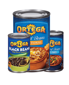 ORTEGA Beans Refried Traditional & Fat Free And Black With Diced Jalapeno