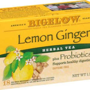 BIGELOW Herbal Tea – Lemon Ginger Herbal Tea + Probiotics